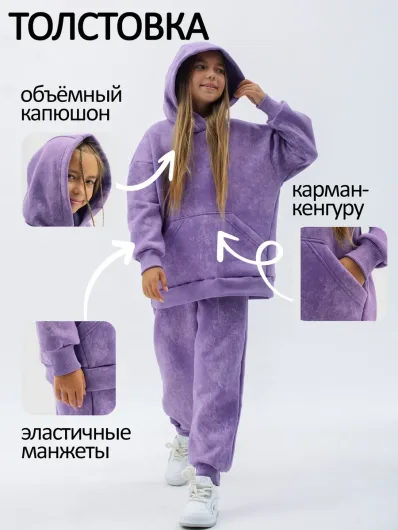 Тёплый костюм для девочки с начёсом флисовый 30255