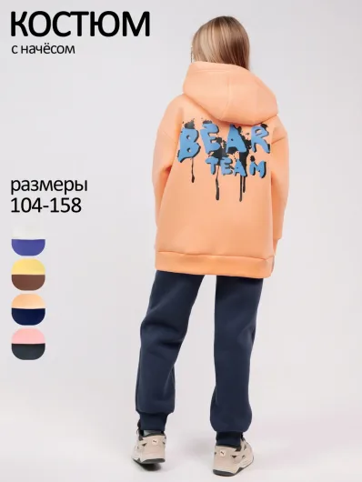Тёплый костюм для девочки с начёсом на флисе 40036