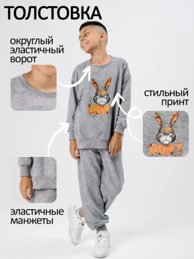 Костюм спортивный хлопковый для мальчика без начёса 40028