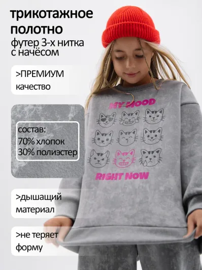 Тёплый костюм для девочки с начёсом флисовый 30251