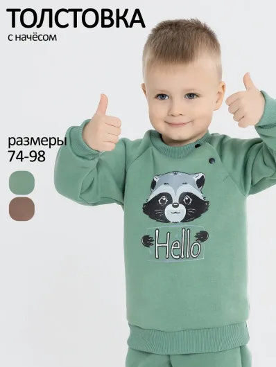 Толстовка футер начёс "Енот" 10903