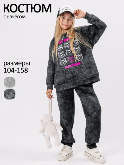 Тёплый костюм для девочки с начёсом флисовый 40030